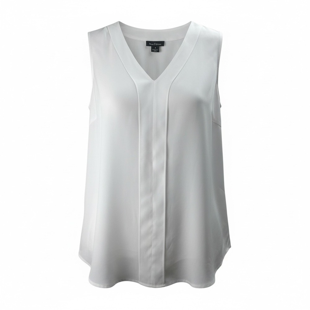 White V-Neck Sleeveless Blouse